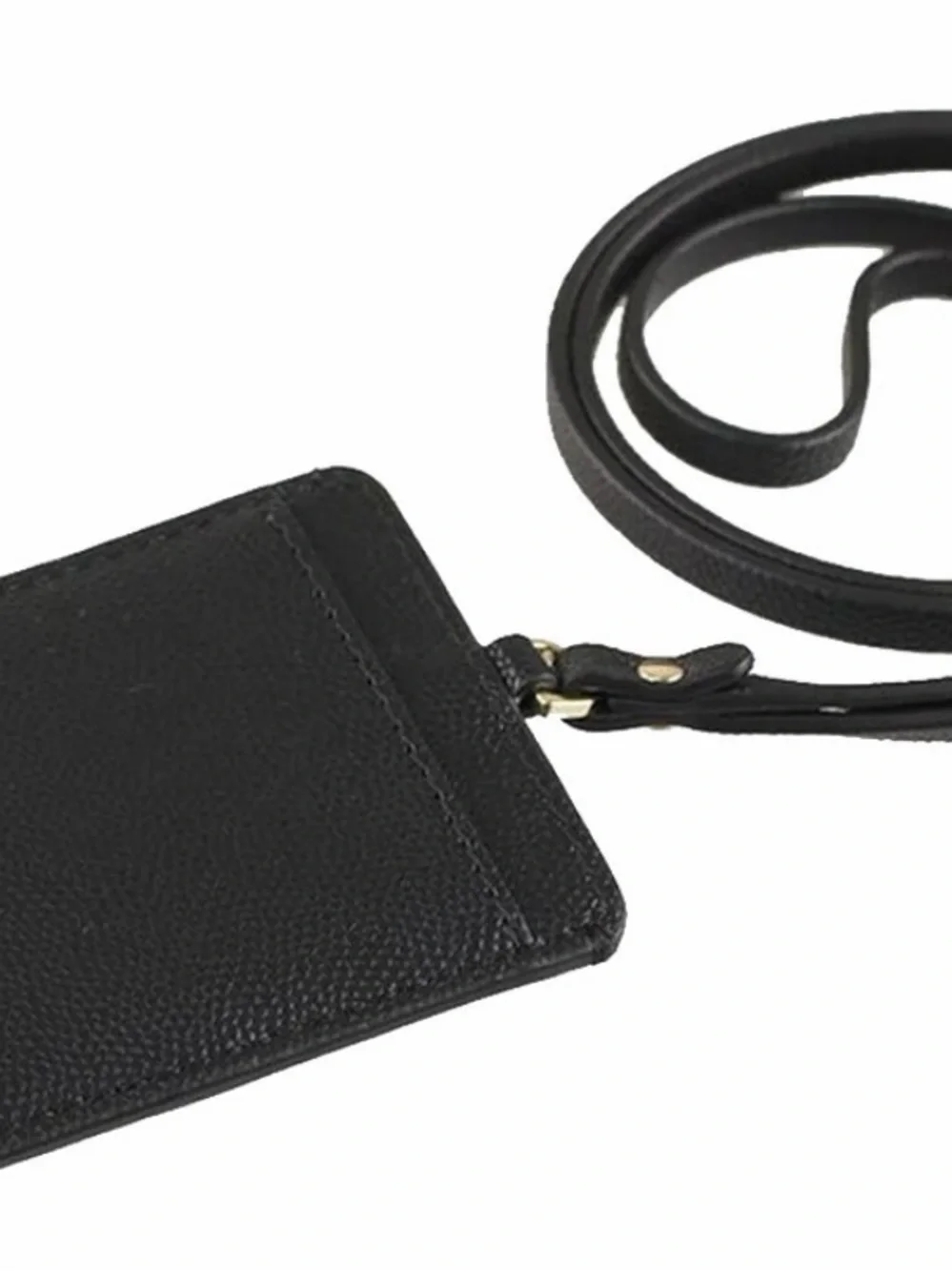 Marc Jacobs Black Pebbled Leather Card ID Holder with Lanyard